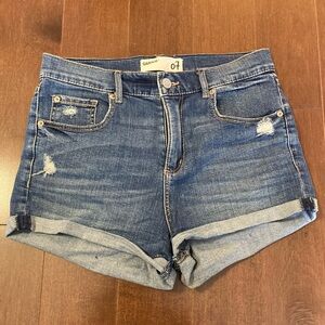 Garage High-Waisted Denim Shorts, Fitted, Size Small, Cuffed, 2.5 inch Inseam
